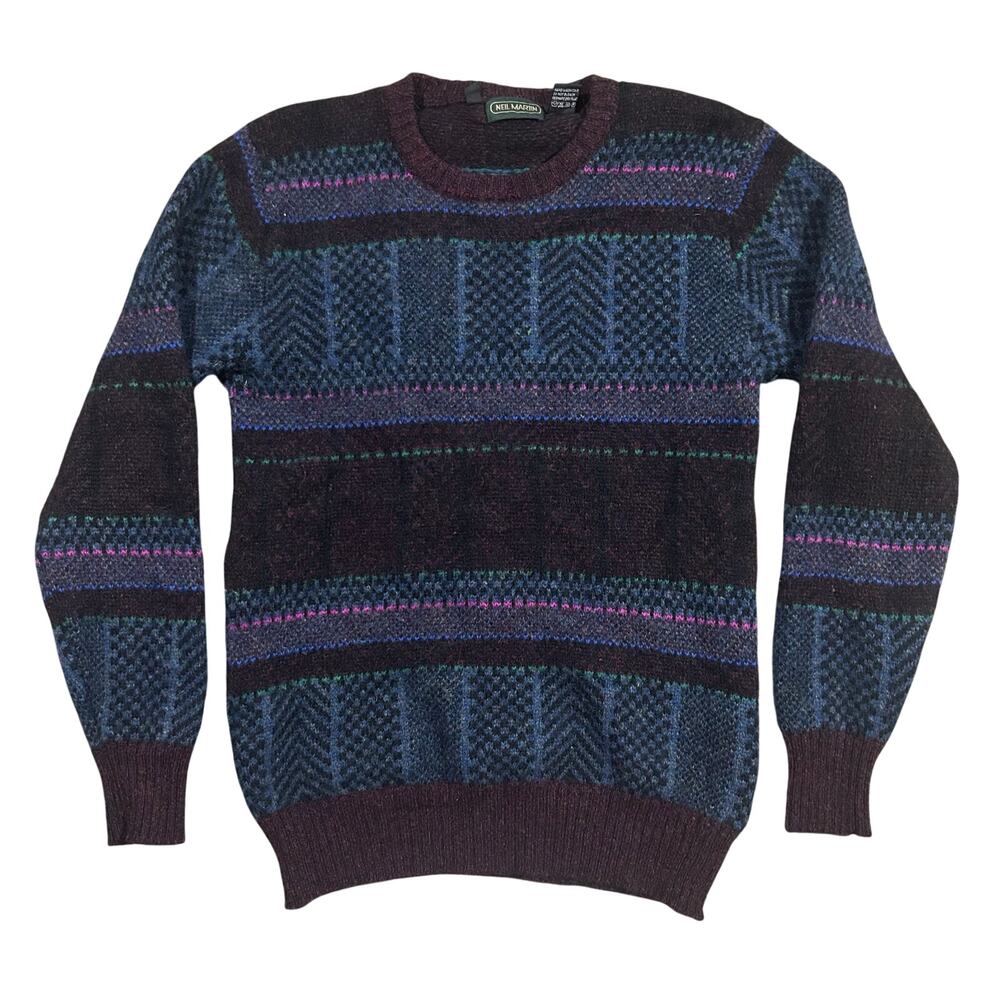 Vintage Neil Martin Italian Wool Sweater Men’s Medium Pattern Made In Italy